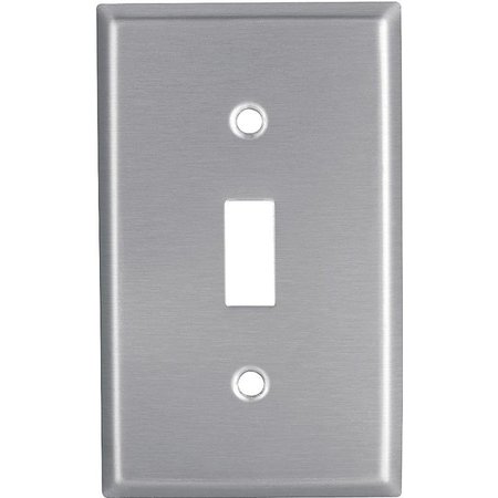 EATON WIRING DEVICES EATON Wallplate, 412 in L, 234 in W, 1 Gang, Stainless Steel, Clear, Satin 93071-BOX1